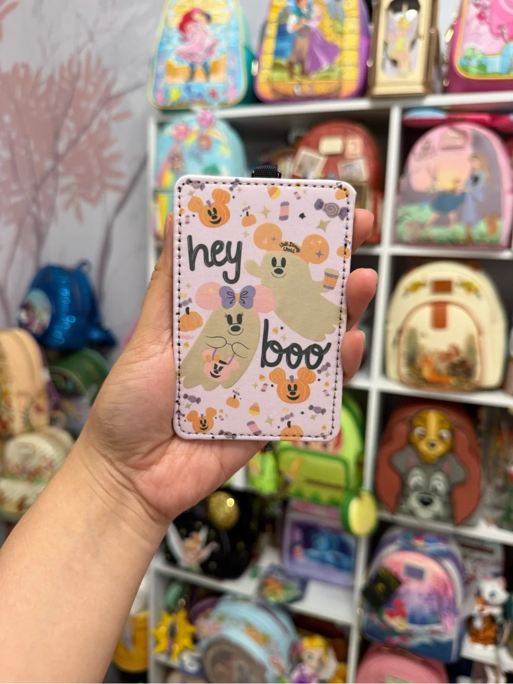 Mickey and Minnie pink ghost 2026 Hey Boo' Pink Card Holder